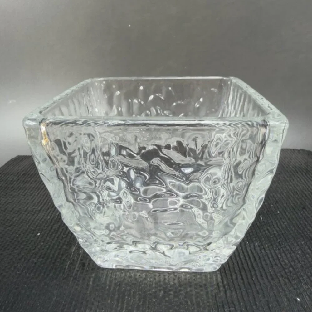 Disaronno Amaretto Rippled Italian Square Clear Dish Bowl Set 2 Bowls Dishes VTG